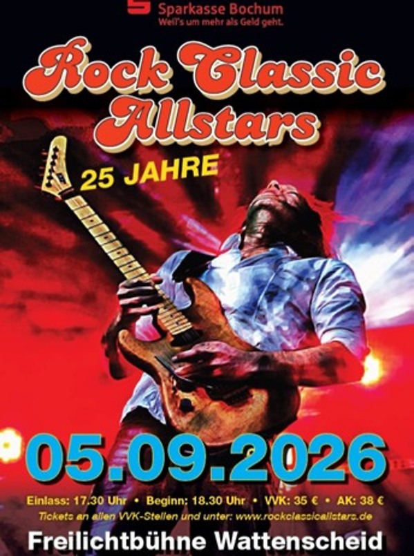 Poster für: 25 Jahre Rock Classic Allstars The final countdown- die Sommerparty in der Freilichtbühne Wattenscheid