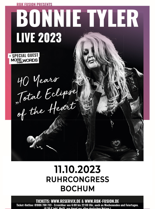 Poster für: Bonnie Tyler - Tour 2023 ,,Total eclipse of the heart''